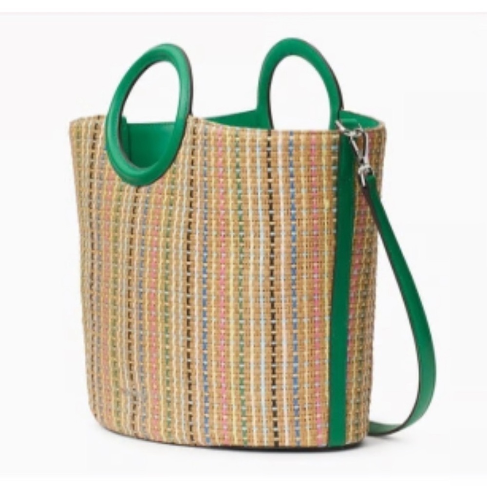 KATE SPADE Jena Straw Large Tote crossbody drawstring satchel